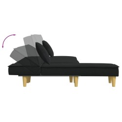 Canapé-lit en forme de L noir 255x140x70 cm tissu 