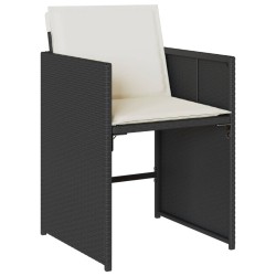 Ensemble à manger de jardin 9pcs coussins noir résine tressée 