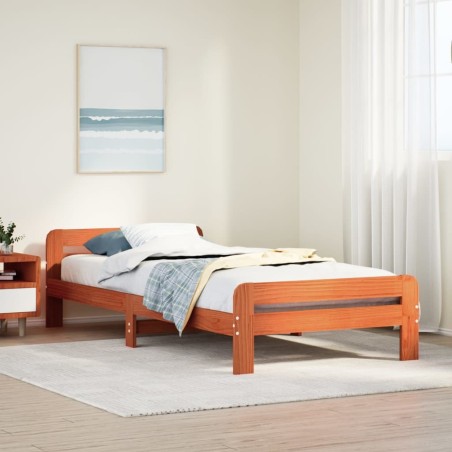 Cadre de lit sans matelas cire marron 75x190 cm bois pin massif 