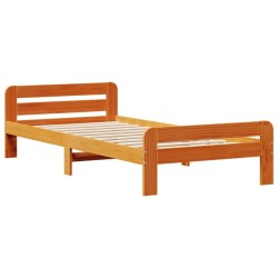 Cadre de lit sans matelas cire marron 75x190 cm bois pin massif 