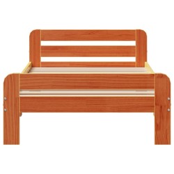 Cadre de lit sans matelas cire marron 75x190 cm bois pin massif 