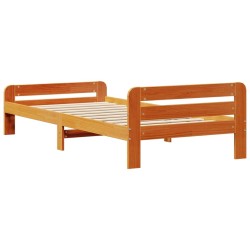Cadre de lit sans matelas cire marron 75x190 cm bois pin massif 