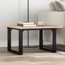 Table basse cadre en O 60x60x40 cm bois de pin massif et acier 