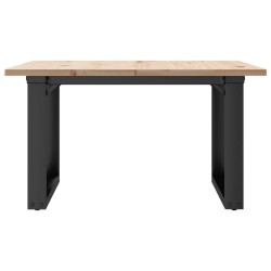 Table basse cadre en O 60x60x40 cm bois de pin massif et acier 