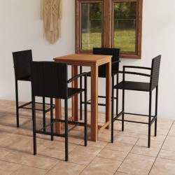 Ensemble de bar de jardin 5 pcs Noir 