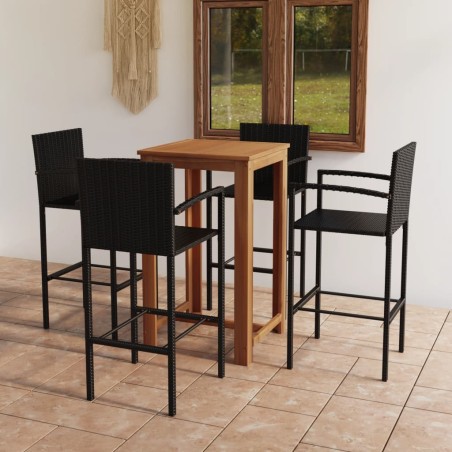 Ensemble de bar de jardin 5 pcs Noir 