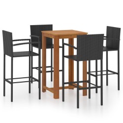 Ensemble de bar de jardin 5 pcs Noir 
