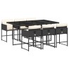 Ensemble à manger de jardin coussins 7pcs Noir Résine tressée 