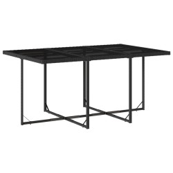 Ensemble à manger de jardin coussins 7pcs Noir Résine tressée 
