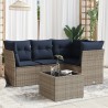Salon de jardin 5 pcs avec coussins gris résine tressée 
