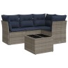 Salon de jardin 5 pcs avec coussins gris résine tressée 