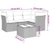 Salon de jardin 5 pcs avec coussins gris résine tressée 