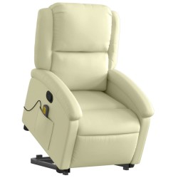 Fauteuil inclinable crème cuir véritable 