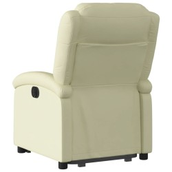 Fauteuil inclinable crème cuir véritable 