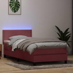 Sommier à lattes de lit avec matelas rose 100x220 cm velours 