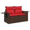 Salon de jardin avec coussins 5 pcs marron résine tressée 