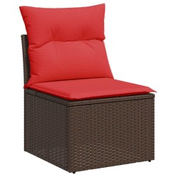 Salon de jardin avec coussins 5 pcs marron résine tressée 