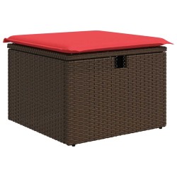 Salon de jardin avec coussins 5 pcs marron résine tressée 