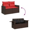 Salon de jardin avec coussins 5 pcs marron résine tressée 