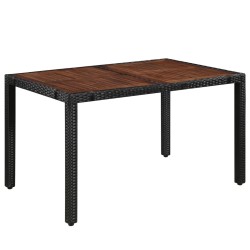 Ensemble à manger d'extérieur 7pcs Résine tressée acacia Noir 