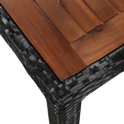 Ensemble à manger d'extérieur 7pcs Résine tressée acacia Noir 