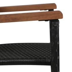 Ensemble à manger d'extérieur 7pcs Résine tressée acacia Noir 