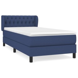 Sommier à lattes de lit avec matelas Bleu 100x200 cm Tissu 