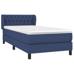 Sommier à lattes de lit avec matelas Bleu 100x200 cm Tissu 