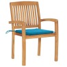 Chaises de jardin empilables avec coussins lot de 4 Teck solide 