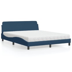 Lit avec matelas bleu 160x200 cm tissu 