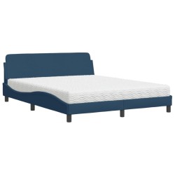 Lit avec matelas bleu 160x200 cm tissu 
