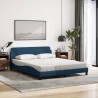 Lit avec matelas bleu 160x200 cm tissu 