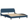 Lit avec matelas bleu 160x200 cm tissu 
