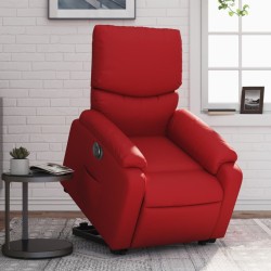 Fauteuil inclinable électrique rouge similicuir 