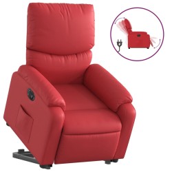 Fauteuil inclinable électrique rouge similicuir 