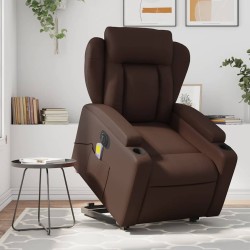 Fauteuil inclinable de massage électrique marron similicuir 