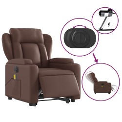 Fauteuil inclinable de massage électrique marron similicuir 