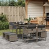 Ensemble à manger de jardin 9 pcs coussins gris résine tressée 