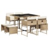 Ensemble à manger de jardin et coussins 9 pcs beige Poly rotin 