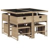 Ensemble à manger de jardin et coussins 9 pcs beige Poly rotin 