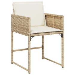 Ensemble à manger de jardin et coussins 9 pcs beige Poly rotin 
