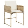Ensemble à manger de jardin et coussins 9 pcs beige Poly rotin 