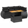 Salon de jardin 5 pcs avec coussins noir résine tressée 