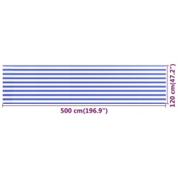 Écran de balcon Bleu et blanc 120x500 cm PEHD 