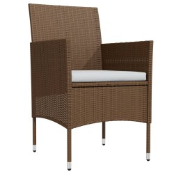 Ensemble à manger de jardin coussins 5 pcs Marron/noir 