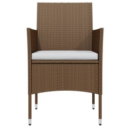 Ensemble à manger de jardin coussins 5 pcs Marron/noir 