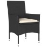 Ensemble à manger de jardin et coussins 5 pcs noir rotin acacia 