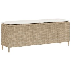 Banc de jardin avec coussin beige 110x30x40,5 cm résine tressée 