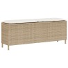 Banc de jardin avec coussin beige 110x30x40,5 cm résine tressée 
