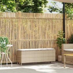 Banc de jardin avec coussin beige 110x30x40,5 cm résine tressée 